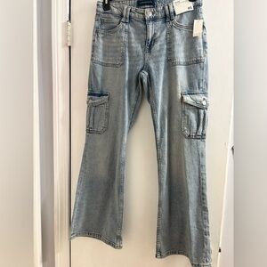 Aeropostale mid rise flare utility stretch jeans